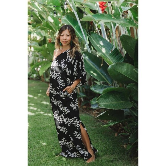 Ava Sky Hawaii Womens Large Black Fish Print One Shoulder Maxi Dress - Picture 2 of 12